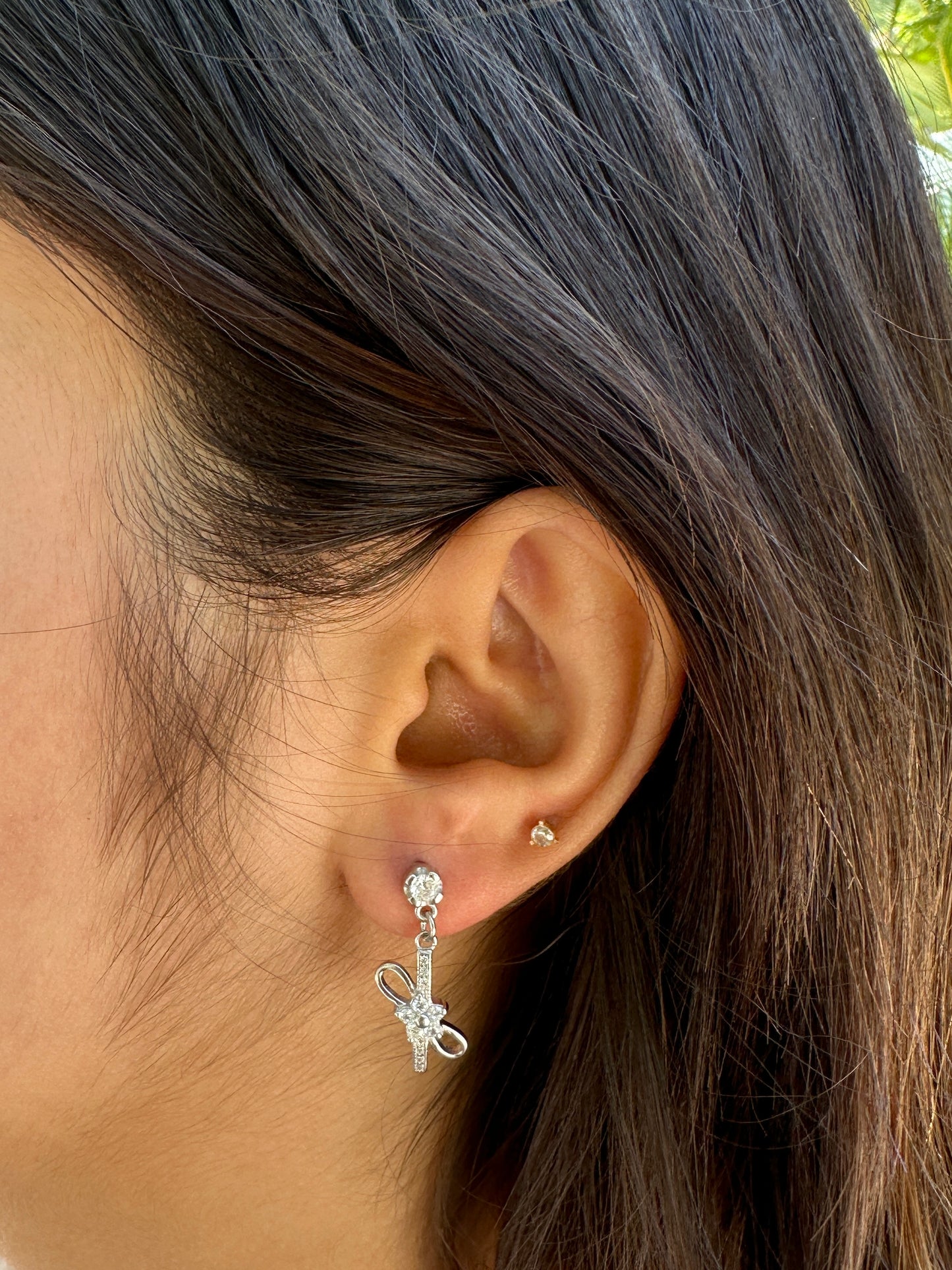 Silver Bow-Shaped Earrings