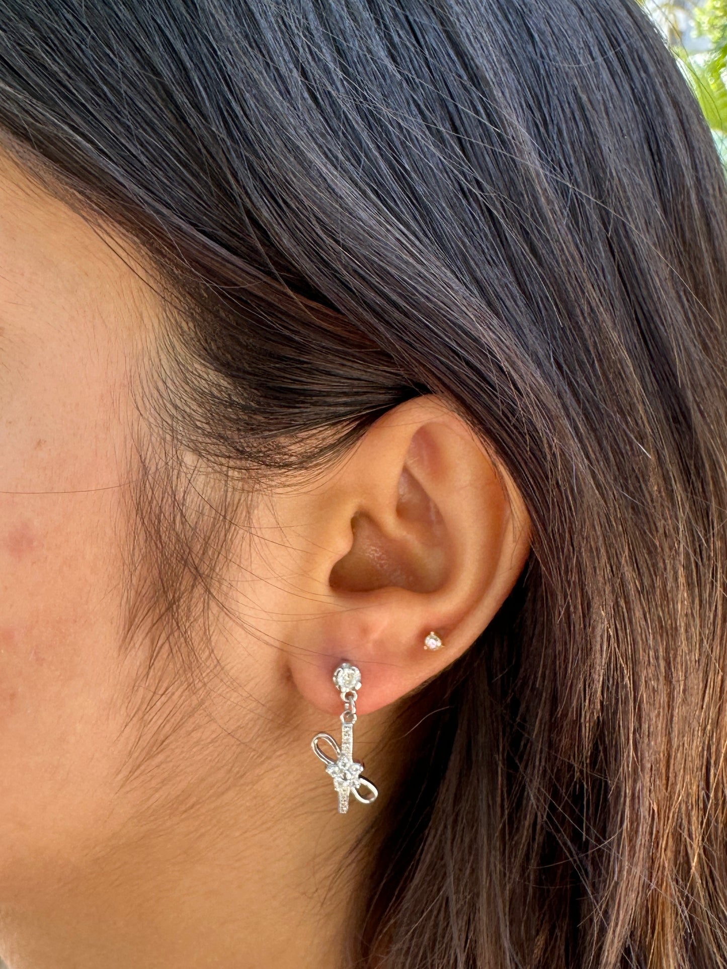Silver Bow-Shaped Earrings