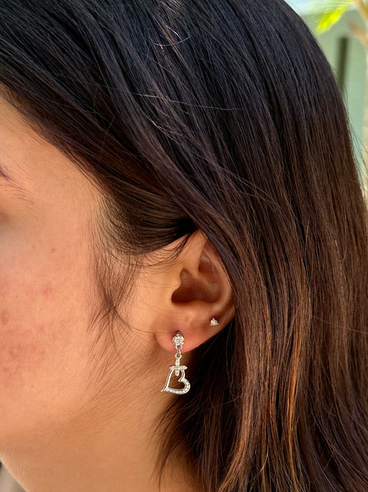 Silver Heart-Shaped Earrings