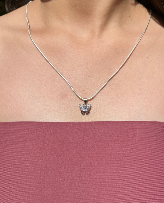 Silver Butterfly Grace Necklace