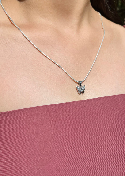 Silver Butterfly Grace Necklace
