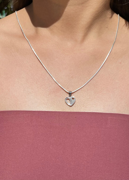 Sleek Silver Heart Necklace