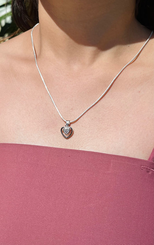 Sleek Silver Heart Necklace