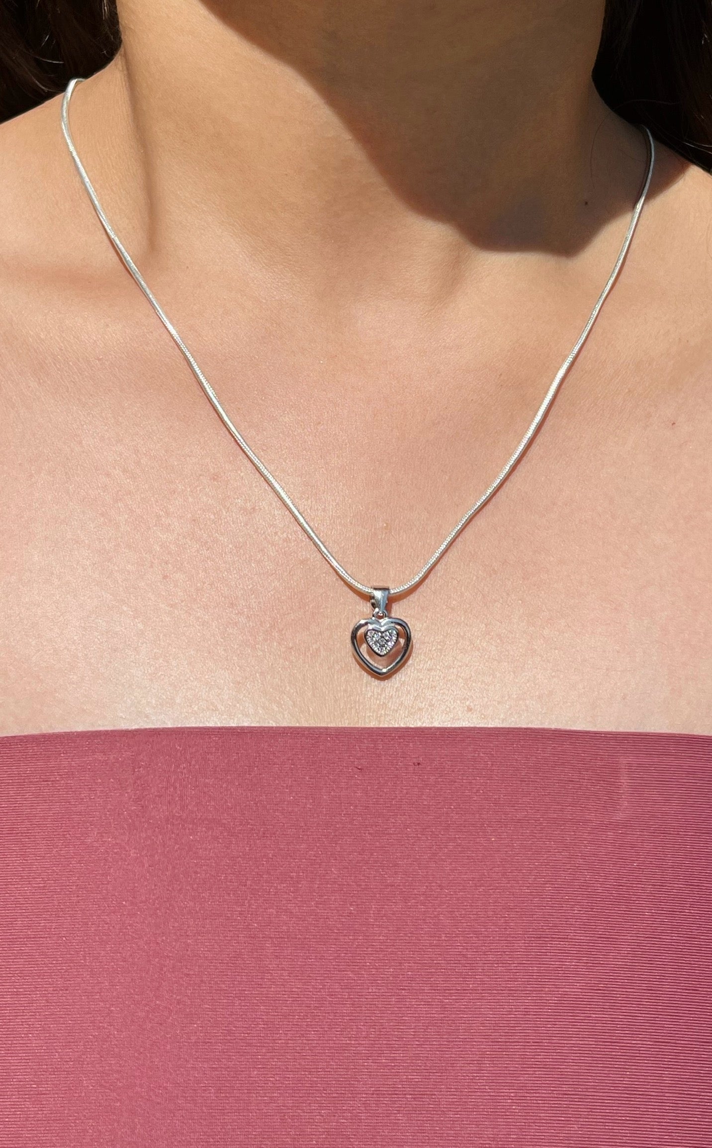 Sleek Silver Heart Necklace