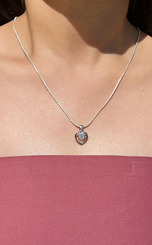 Sleek Silver Heart Necklace
