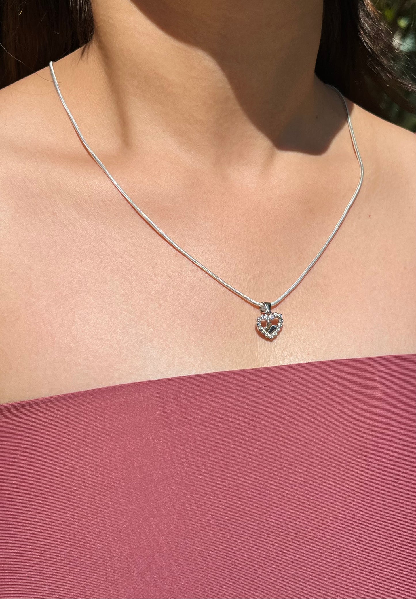 Sleek Silver Heart Necklace