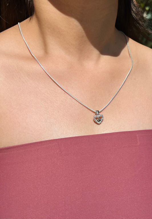 Sleek Silver Heart Necklace