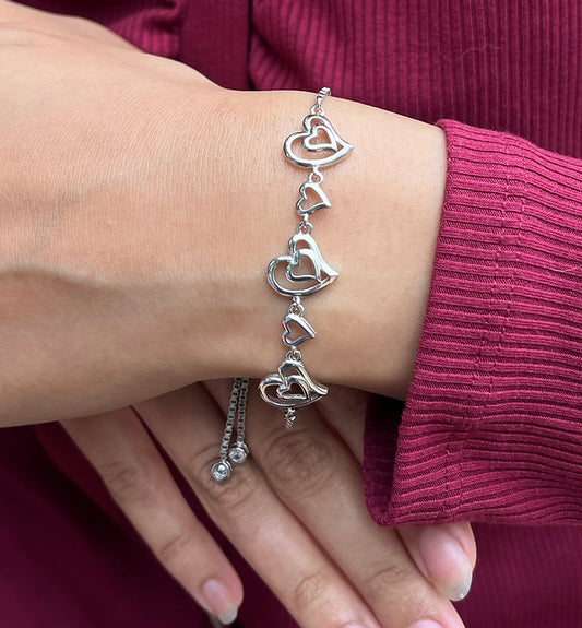 Heart Charm Silver Bracelet