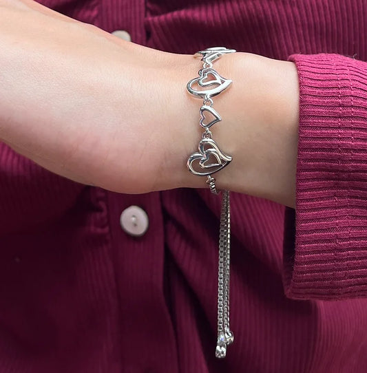 Heart Charm Silver Bracelet