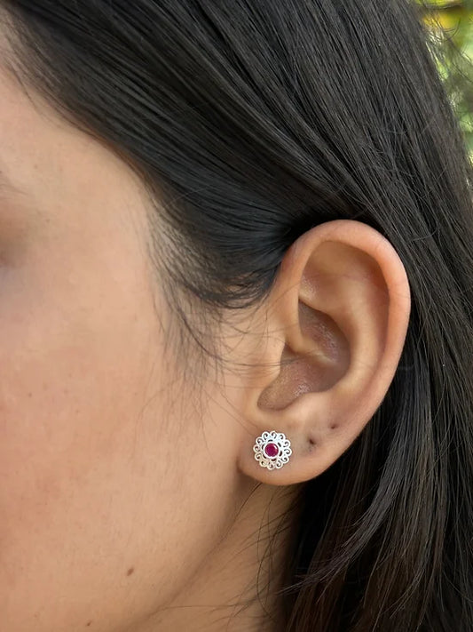 Silver Earrings (Flower)