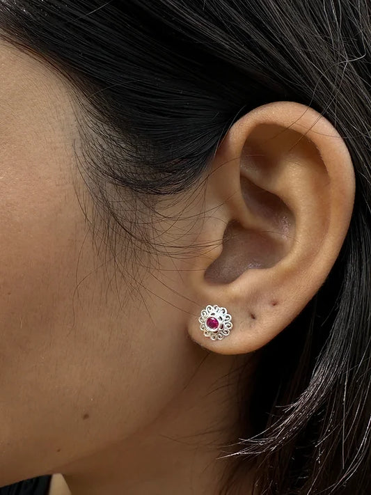 Silver Earrings (Flower)