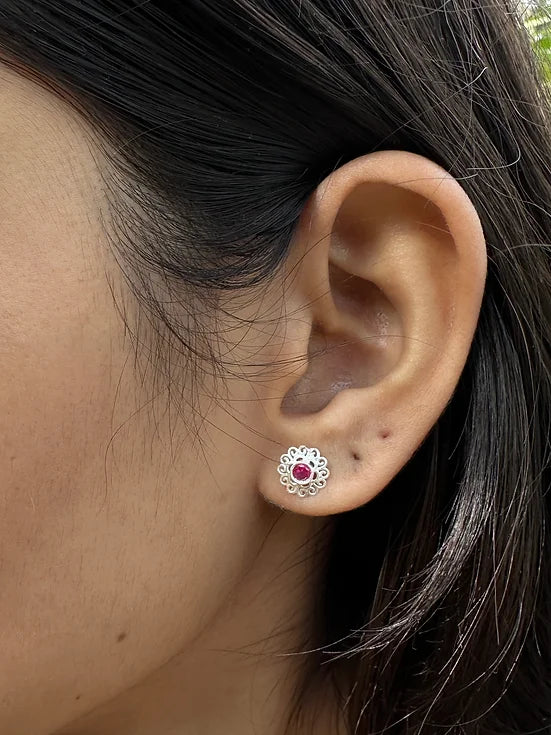 Silver Earrings (Flower)