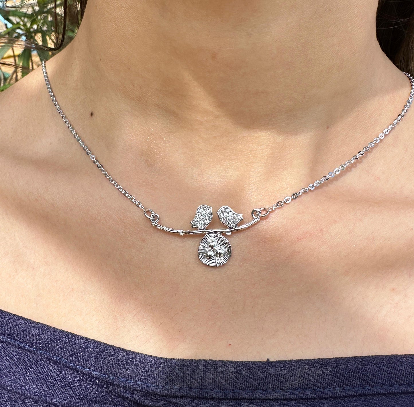 Bird Charm Silver Necklace