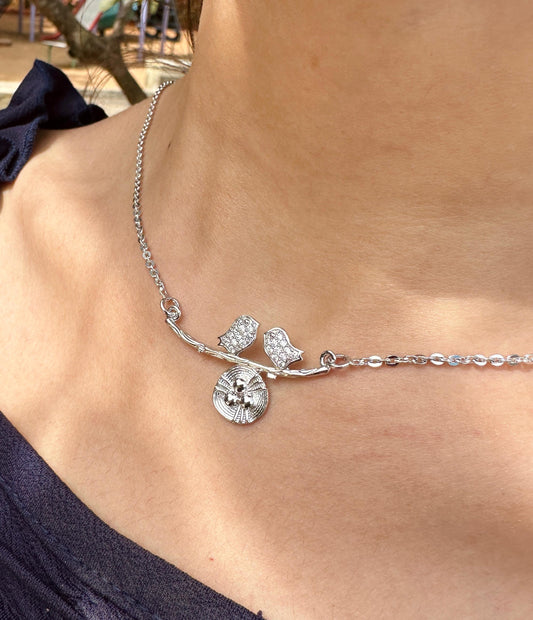 Bird Charm Silver Necklace