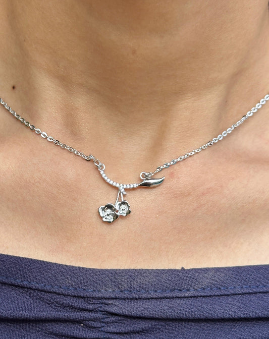 Enchanted Rose Silver Necklace