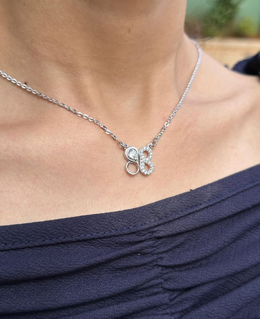 B Initial Silver Necklace