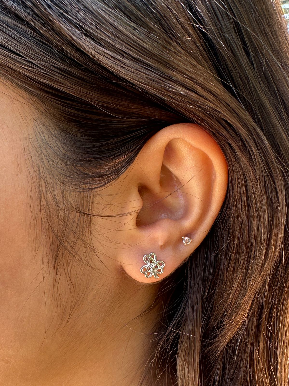 Elegant Floral Silver Stud Earrings