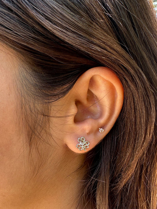 Elegant Floral Silver Stud Earrings