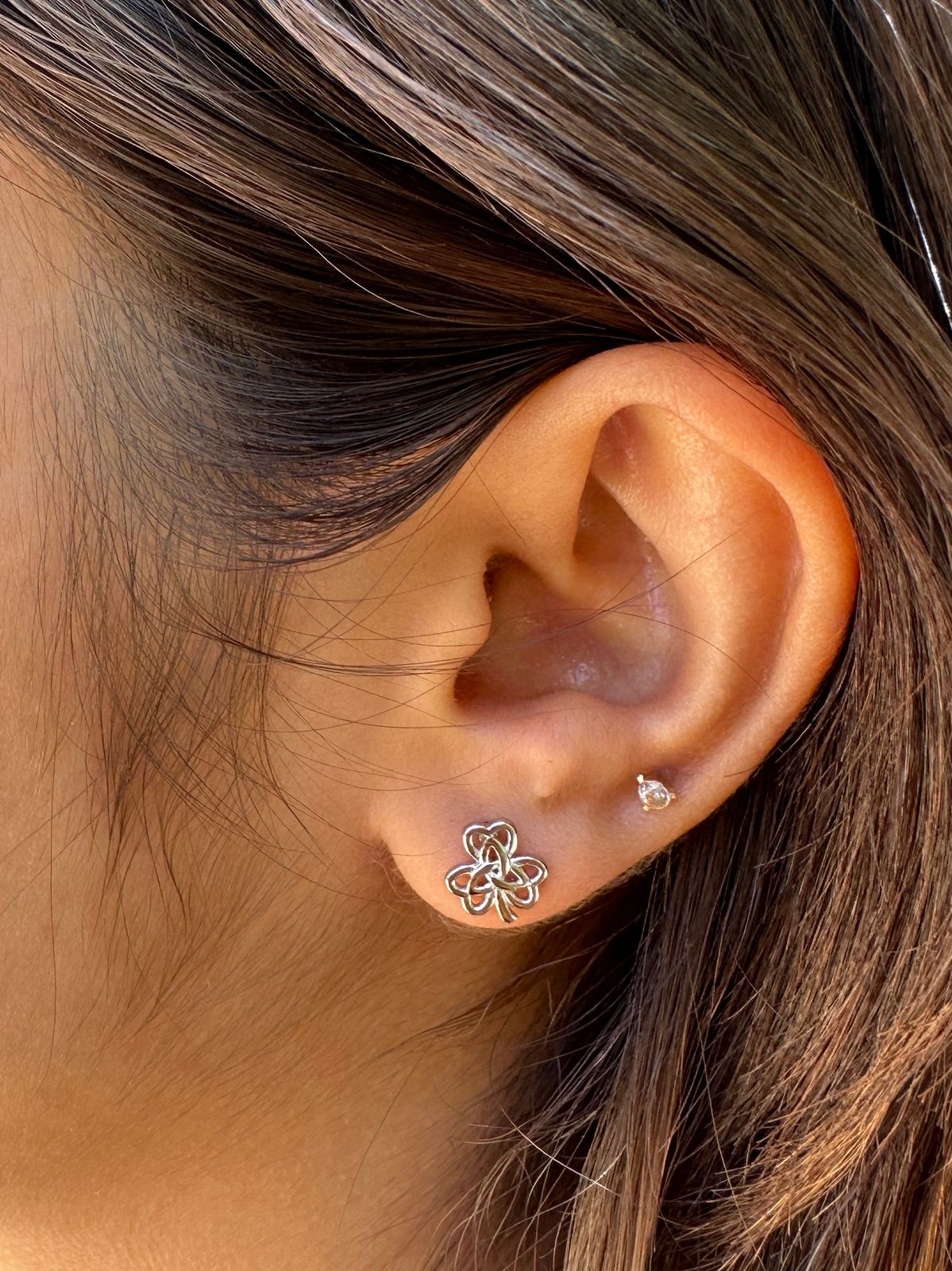 Elegant Floral Silver Stud Earrings
