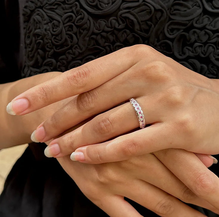 Blush Blossom Silver Ring