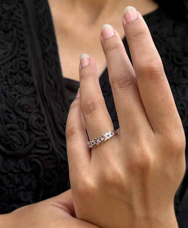 Blush Blossom Silver Ring