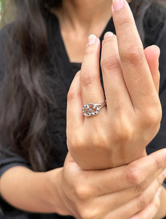 Intertwined Hearts Silver Ring