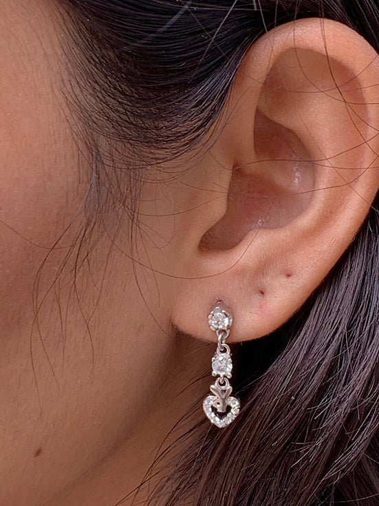 925 Silver Earring With Heart Engraving