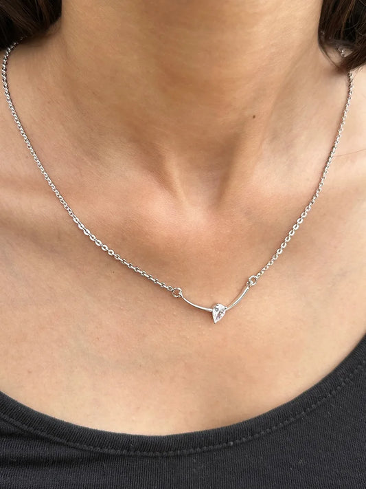 One Stone pendant Silver Necklace
