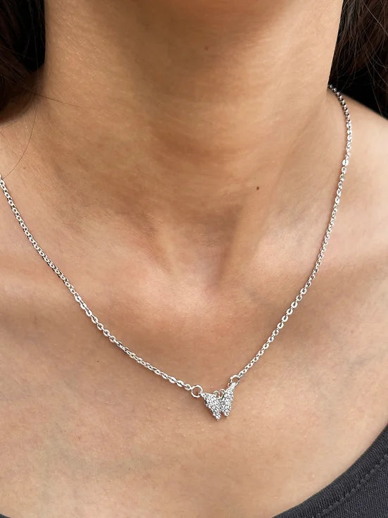 Butterfly Sparkling Silver Necklace