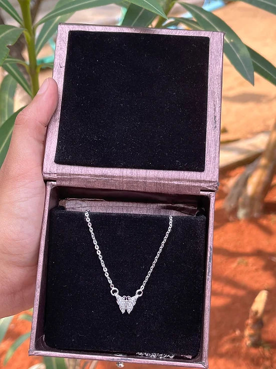 Butterfly Sparkling Silver Necklace