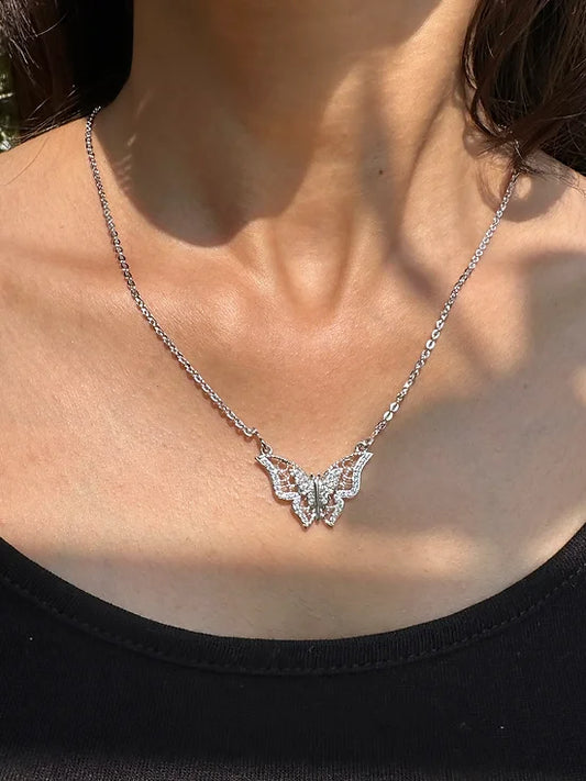 Butterfly Charm Silver Necklace