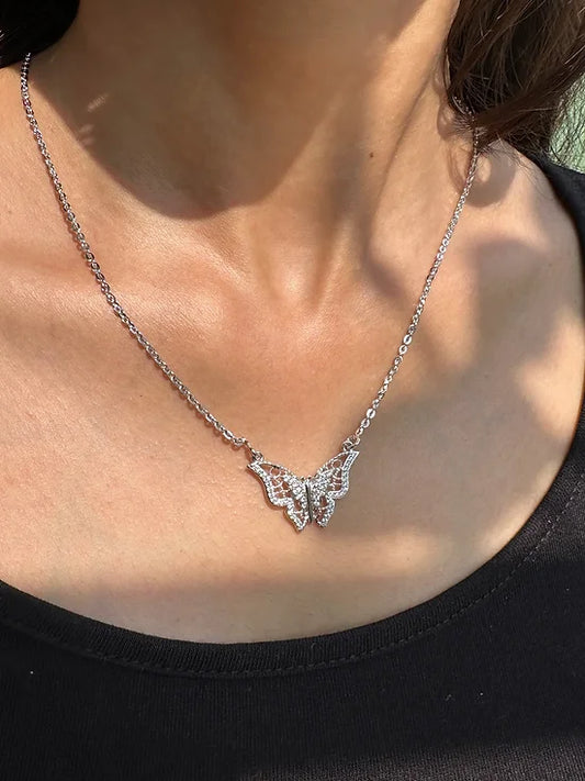 Butterfly Charm Silver Necklace