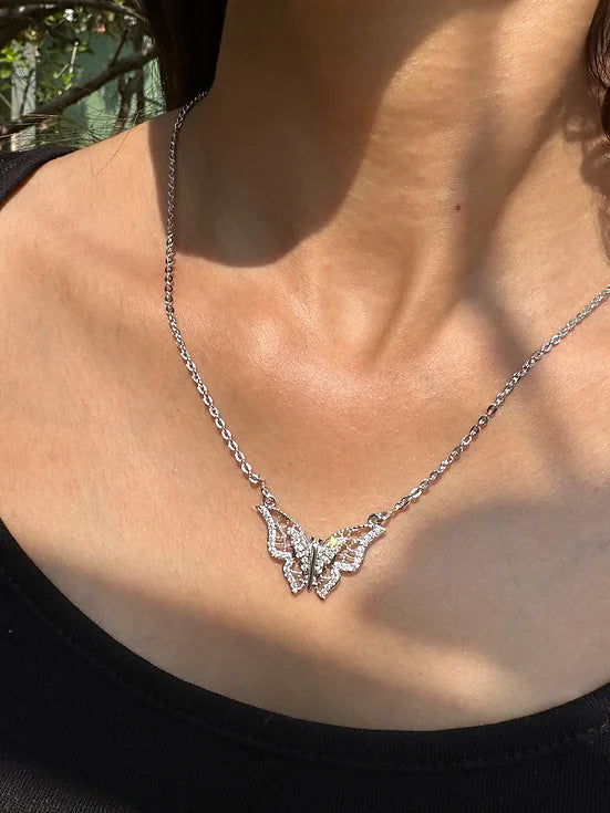 Butterfly Charm Silver Necklace