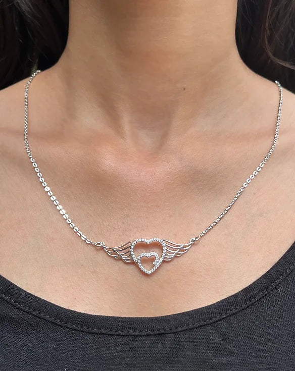 Wings of Love Silver Necklace