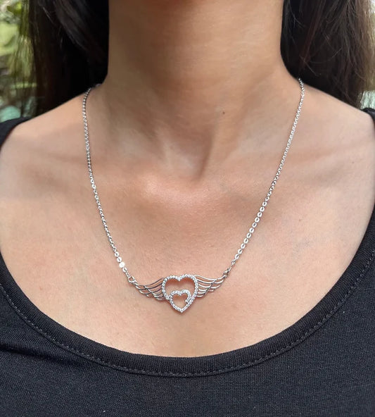 Wings of Love Silver Necklace