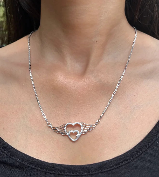 Wings of Love Silver Necklace