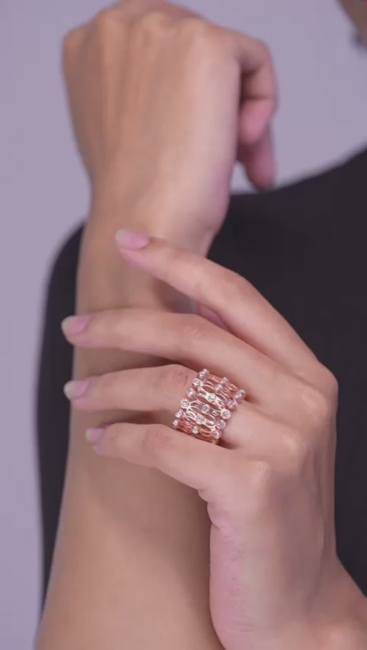 2 in 1 |925 Silver| Rose Gold Ring+Bracelet (Convertible)