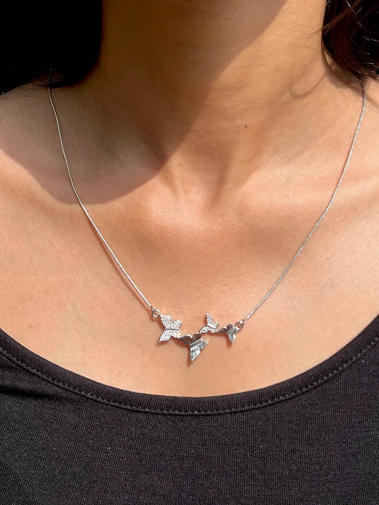 Stylish Butterfly Silver Necklace