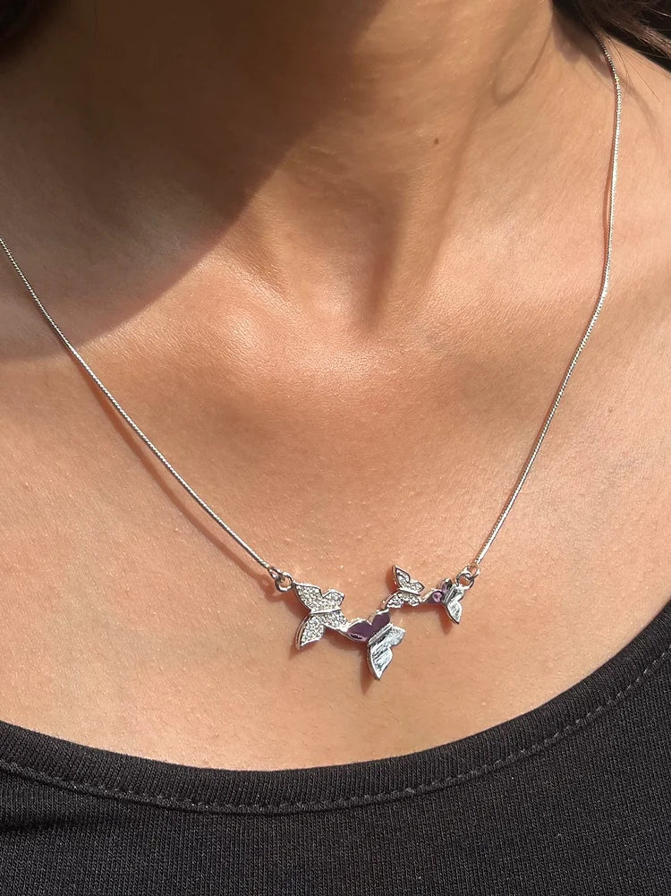 Stylish Butterfly Silver Necklace