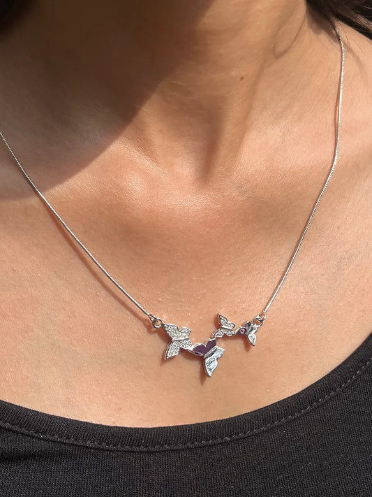 Stylish Butterfly Silver Necklace