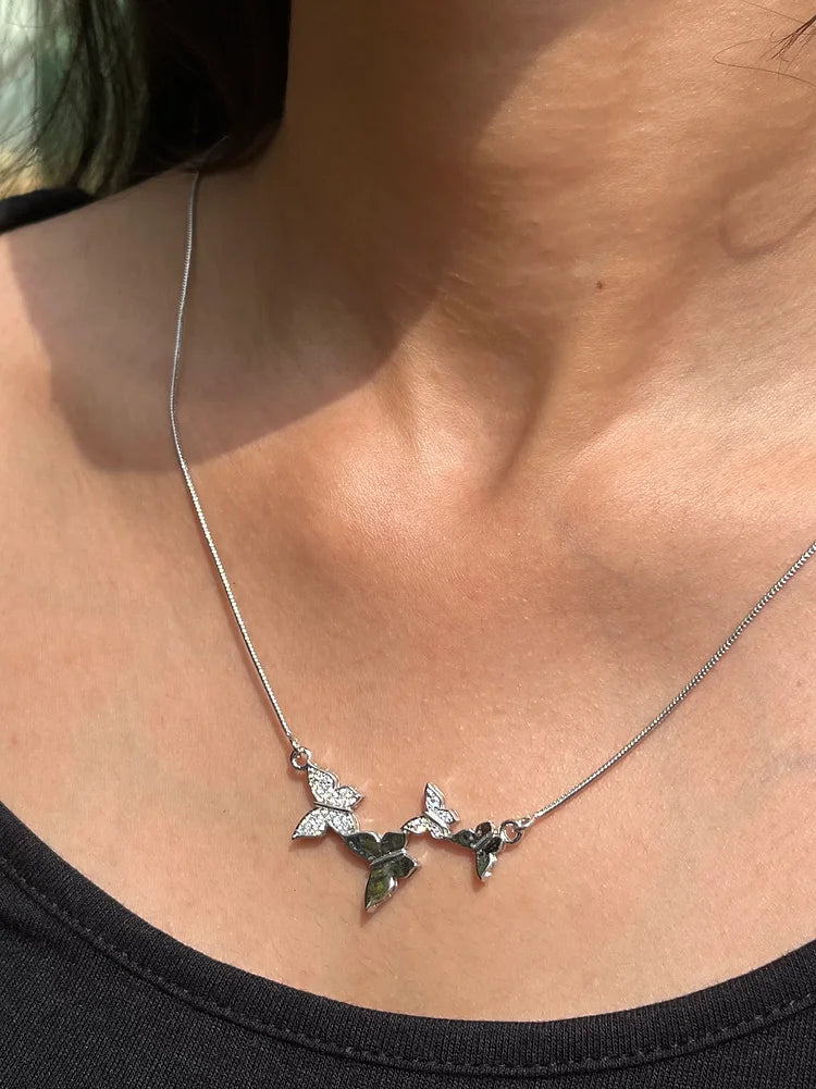 Stylish Butterfly Silver Necklace