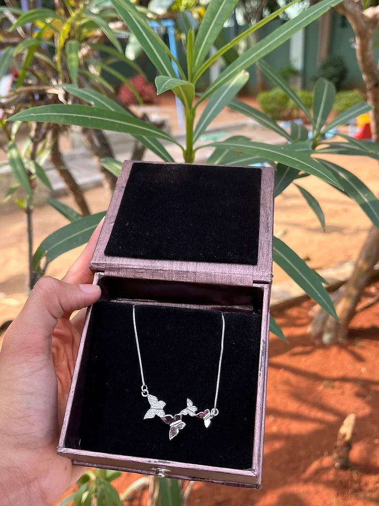 Stylish Butterfly Silver Necklace
