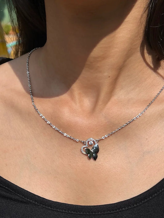 Exquisite Butterfly Silver Necklace