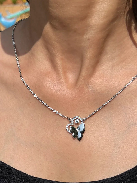 Exquisite Butterfly Silver Necklace
