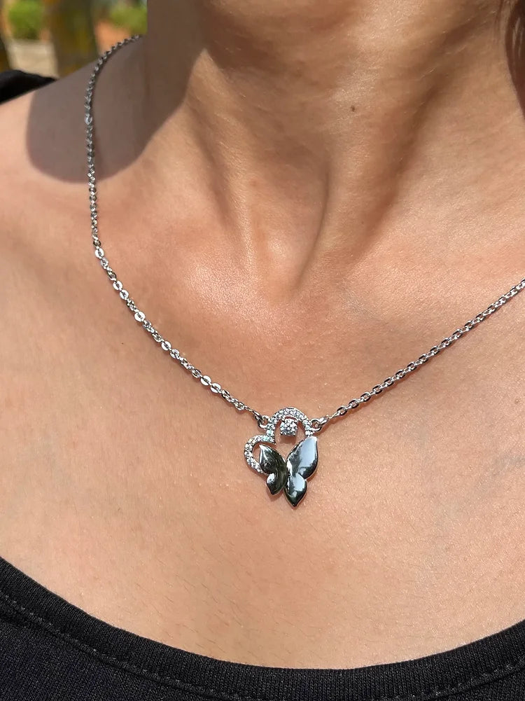 Exquisite Butterfly Silver Necklace