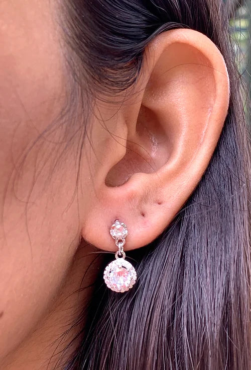 925 Silver Earring With Circle Stone