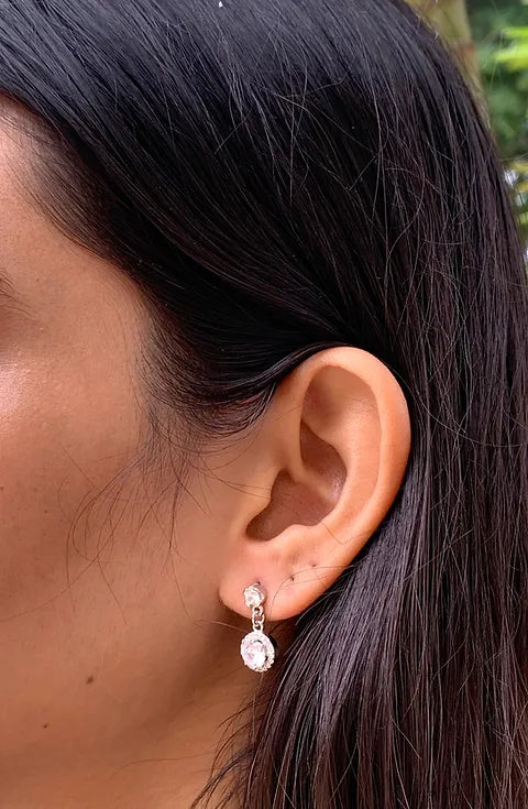 925 Silver Earring With Circle Stone