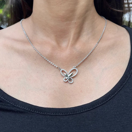 Butterfly Pendant Silver Necklace
