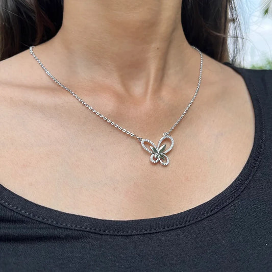 Butterfly Pendant Silver Necklace