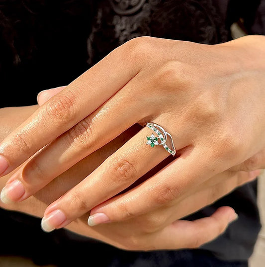 Green Goddess Silver Ring